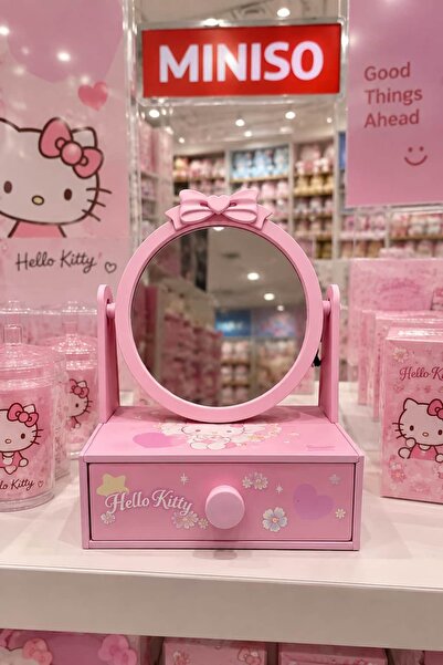 Miniso Hello Kitty Lisanslı Çiçek Temalı Aynalı Mini Çekmeceli Düzenleyici