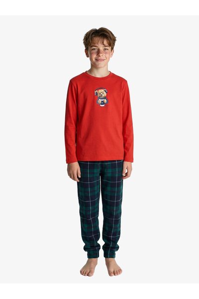 Blackspade Erkek Çocuk Polar Pijama Takımı 41028 - Kırmızı