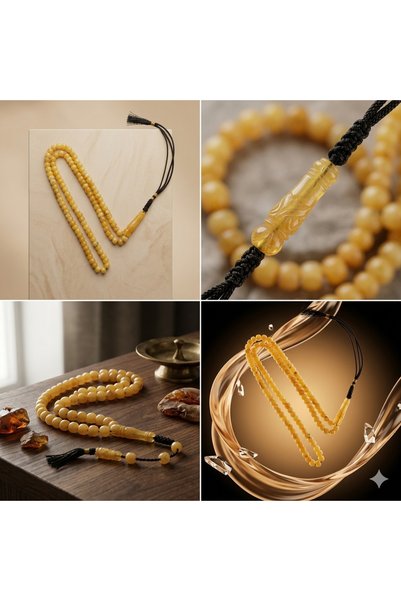 Default Yellow Amber Prayer Beads 107 Beads 6 Millimeter