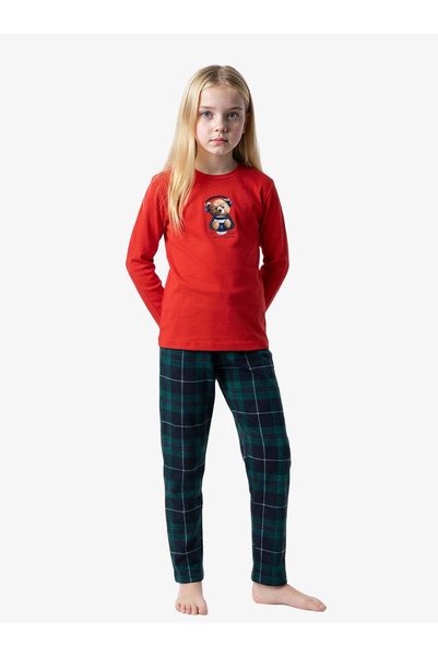 Blackspade Kız Çocuk Polar Pijama Takımı 52273 - Kırmızı
