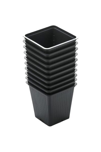 OEM Set 10 ghivece rasad patrate NAPOCHIM, polipropilena, 9 x 9 x 10 cm, negru