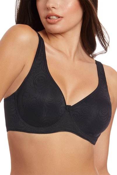 SELENE Sutien moale de damă cu broderie și bretele reglabile, negru