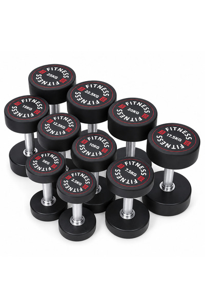 bq fitness مجموعة دمبل مطاطية احترافية، باللونين الأسود والفضي، بمقابض فولاذي...