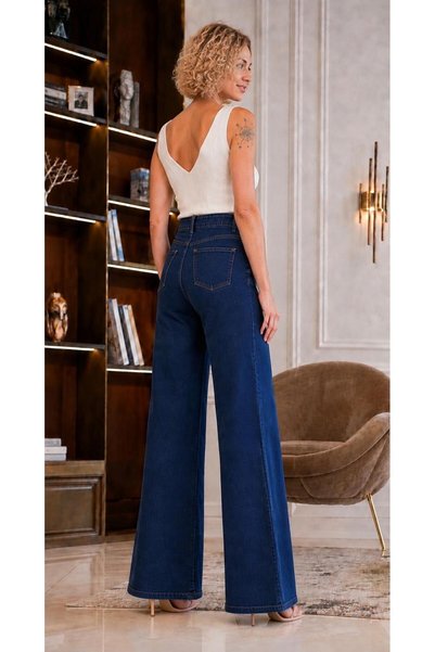 AYNUR İPEKÇİ SEZONUL NOU: PANTALONI DENIM PALAZZO CU TALIE ÎNALTĂ