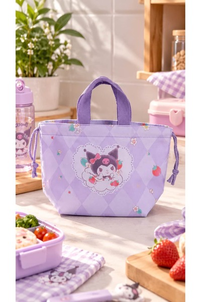 Miniso Kuromi Lisanslı Büzgülü Öğle Yemeği Çantası – Hafif ve Pratik Taşıma