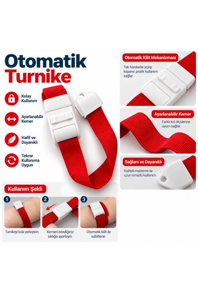 wicromed Otomatik Turnike Ayarlanabilir Elastik Kol Turnikesi Pratik Kilitli
