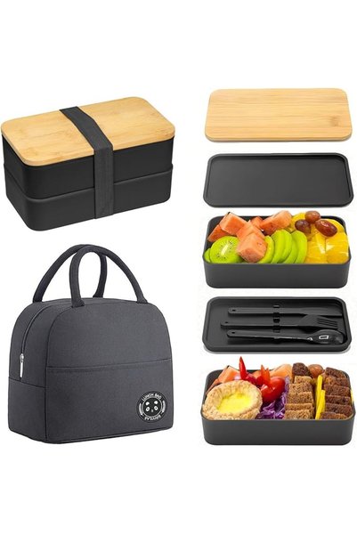 Chielor Bento Box Adult Lunch Box with lunch bag, 1200ml Japanese Bamboo Bent...