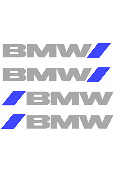 Oracal Set of 4 BMW Handle Stickers – Logo + Blue Racing Accent, 12.5x2cm - Grey