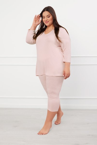 Italian Fashion Pijamale de damă Puntini cu mâneci 3/4 și pantaloni 3/4