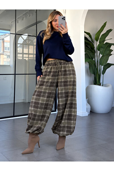 My Blog Brown-Khaki Plaid Shalwar - 261059
