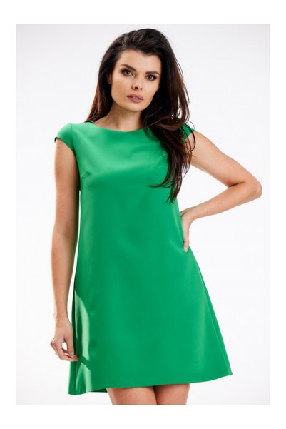 Awama Rochie mini în linie A cu mâneci scurte, verde iarbă
