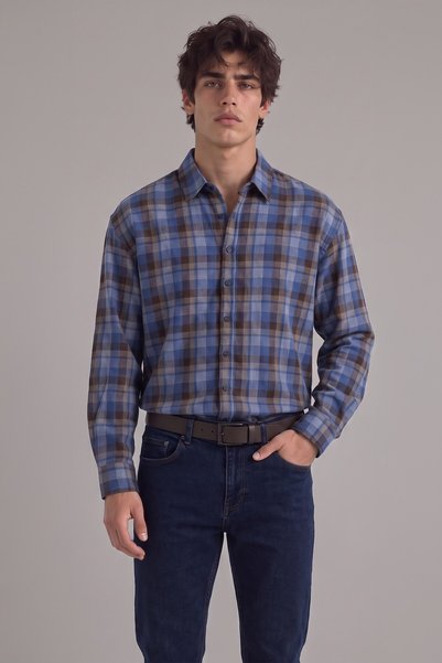 i8 Denim Oversize Ekose Gömlek