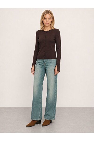 Loft Bella Women's Green Cast Wide Leg High Waist Regular Fit Jean Pants