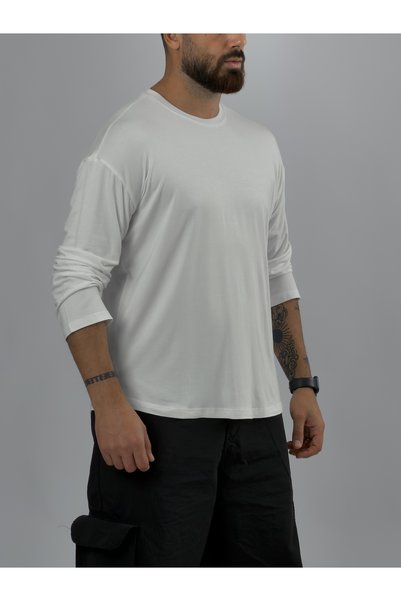 COCOPELLI Ecru Crew Neck Basic Men's Sweatshirt Coc3542