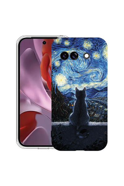 bestcase Husă Antișoc pentru Google Pixel 9a, Pisică în Noaptea Înstelată, 19...