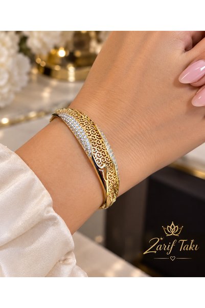 ZARİF TAKI Taşlı kelepçe bilezik kuyumcu model