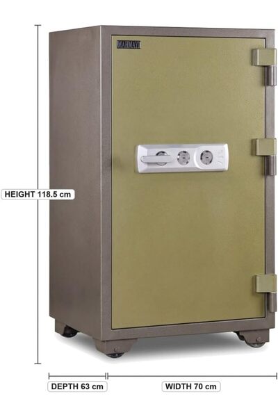Mahmayi Fire Safe BS-K1200 Heavy Duty Security Safe Locker with Key Lock, Fire Resistant Safe for Home, Office, Bank, Business and Commercial Use - Grey
