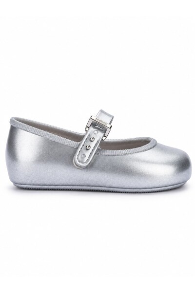 Mini Melissa حذاء باليه ناعم للفتيات BB Babet 21-29 فضي