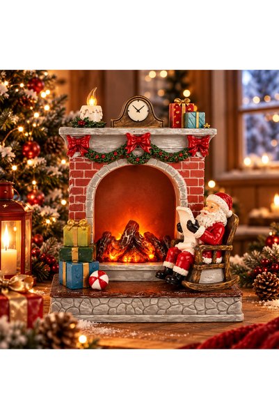 Cansüs Can-Süs Işıklı Şömine Başında Noel Baba Yılbaşı Dekoru – Hediyeli Deko...