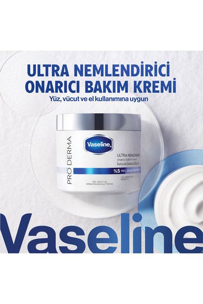 Vaseline Pro Derma Onarıcı Bakım Kremi Ultra Nemlendirici Yüz Vücut El 360 g