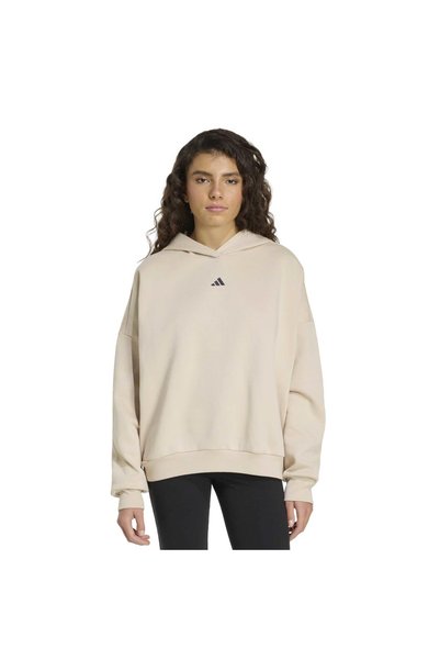 adidas Γυναικείο μπεζ φούτερ με κουκούλα 3 Stripes Studio Fl