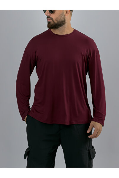 COCOPELLI Hanorac pentru bărbați, de bază, cu gât turnat, culoare burgundy CO...