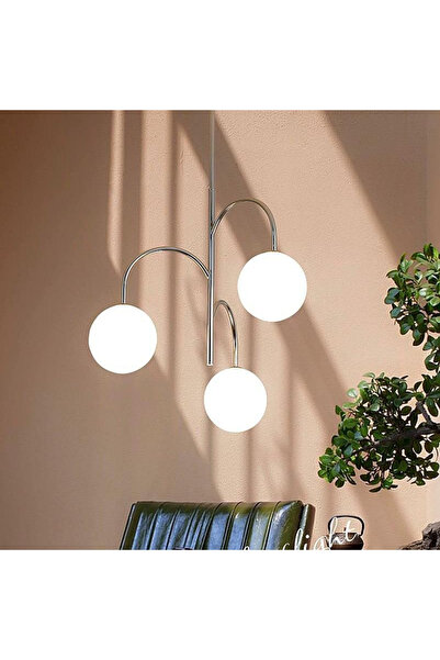 luminastar Candelabru suspendat Arcs cromat 3xE27 (Globuri din sticlă opală a...