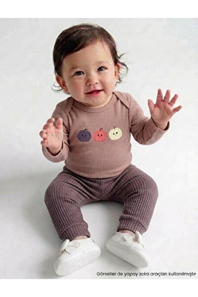 DECO Pumpkin Patterned Snap-On Bodysuit for Baby Girl, Seasonal 2-Piece Set -...
