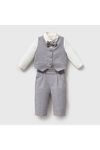 ministok Baby Boy Bow Tie Vest Suit 4 Piece Shirt Vest Pants Bow Tie