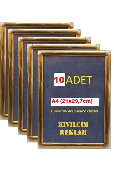 KIVILCIM PLASTİK VE REKLAM ÜRÜNLERİ GOLD 10´LU A4 ALÜMİNYUM RONDO ÇERÇEVE