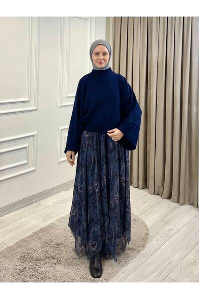 YILMAZBARMAZ Women's Hijab Spanish Sleeve Knitwear Sweater Asymmetrical Cut L...
