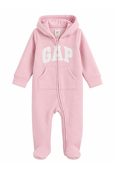 GAP Kids Gap logo ear applique zippered fleece jumpsuit pink