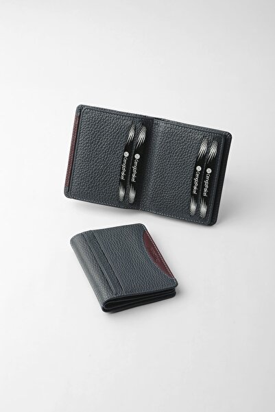 CENGİZ PAKEL Genuine Leather Slim Design Men's Card Holder Navy Blue/Burgundy...