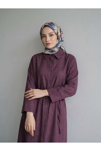Lunsera Store فستان روبا ديتيل-بورجوندي