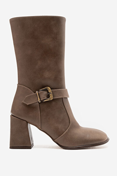 by selvi Lukka Shoes حذاء نسائي طويل من أليس مصنوع من جلد المنك الصناعي مع تف...