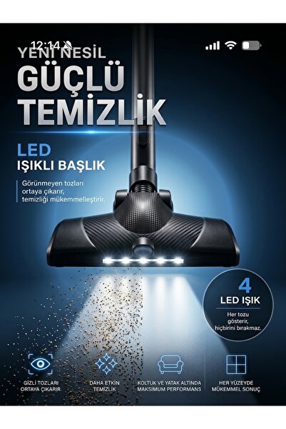 Philips Yeni Seri Led Işıklı Başlık Power Pro Max Yeni Nesil 900W süpürge