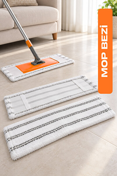 BEYZANA Gri Çizgili Yedek Mop Bezi – Çift Bantlı Yumuşak Dokulu Yer Temizleme...