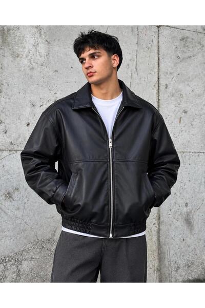 wesley wear YARI OVERSİZE ERKEK DERİ CEKET