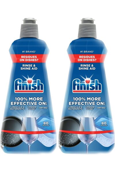 Finish Dishwasher Rinse Aid, Shine & Dry - 400 ml (Pack of 2)