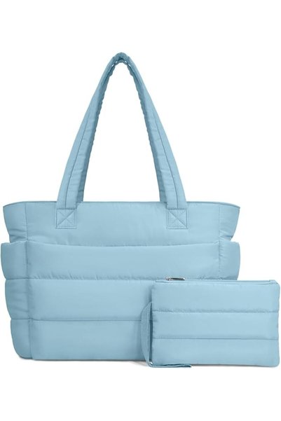 TOPDesign Puffer Tote Bag for Women, Lightweight Puffy Handbag with Compartme...
