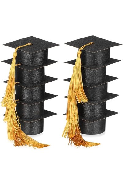 PRETYZOOM 10pcs Mini Graduation Cap Goblet Covers with Tassel Reusable Goblet...