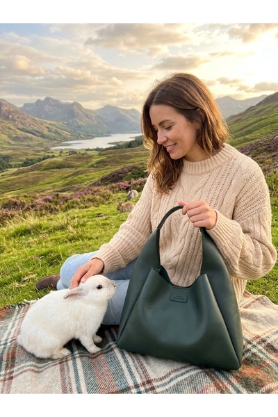 YMZBAG حقيبة كتف كاكي مع إغلاق بالضغط ومقصورات داخلية