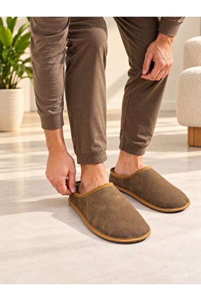 MÜJERİL'S Men's Non-Slip Sole Silent Insole with Plush Fur Inside, Home Slipp...