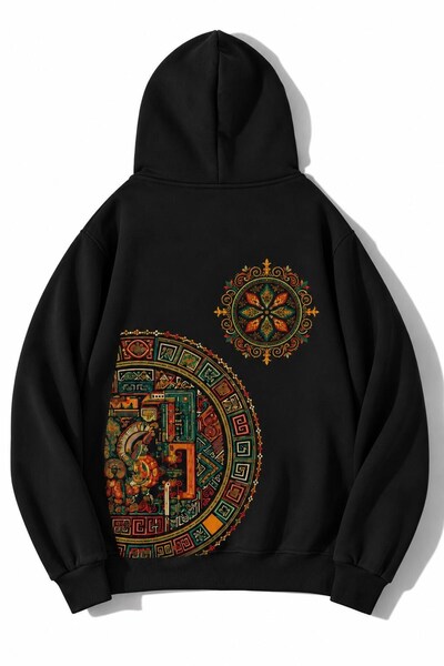 BRZ COLLECTION Hanorac unisex oversize Heritage Aztec negru