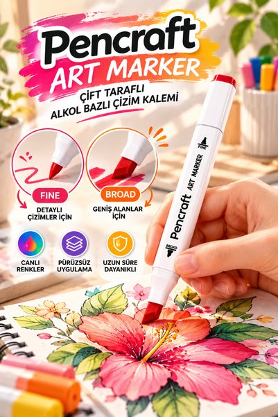 House Bird Pencraft Art Marker Çift Taraflı Alkol Bazlı Fine Broad Çizim Boya...