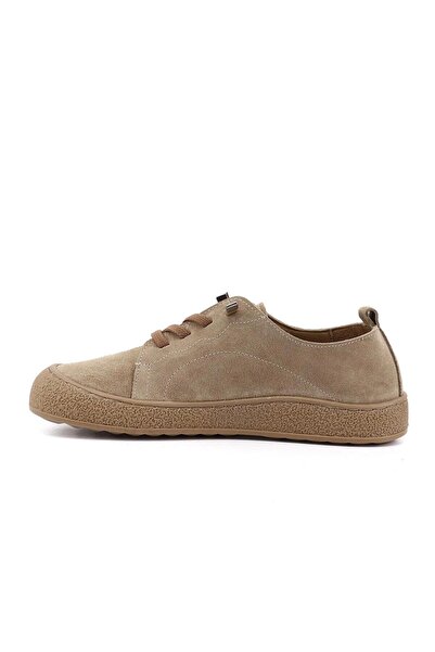 Deripabuc Hakiki Deri Krem Süet Kadın Deri Sneaker DP87-0185