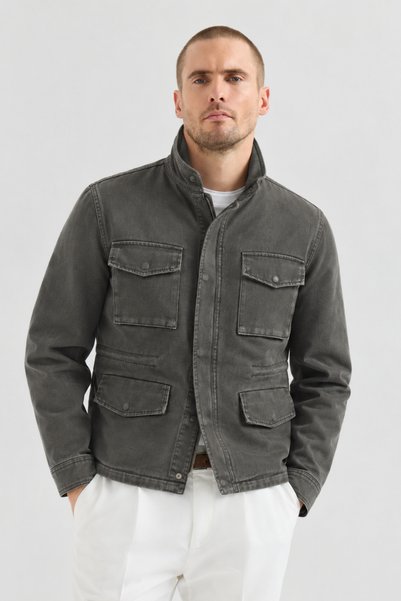 inpool Men'S, Stand-Up Collar, 4 Pockets, Regular Fit, Quilted Lining, Safari...