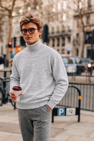 DAMGA JEANS Pulover pentru bărbați, cu gât întărit, cu umeri căzuți, conforta...