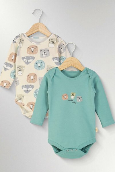 Dmb Baby Boy 3 Months - 2 Years Old Tiger Patterned Double Snap Body Mint