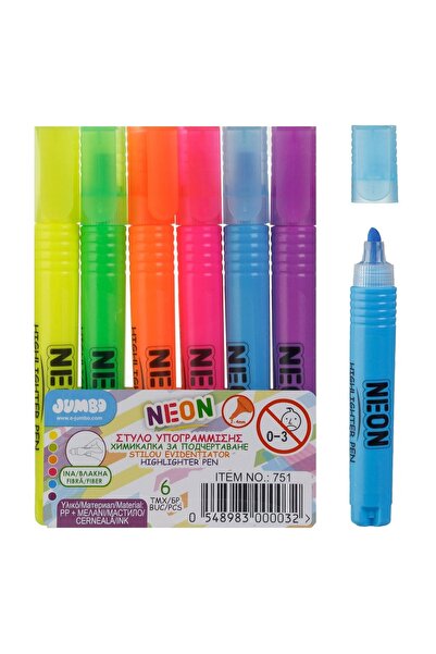 OEM Set de 6 evidențiatoare neon - Galben, Verde, Albastru, Portocaliu, Roz, Mov